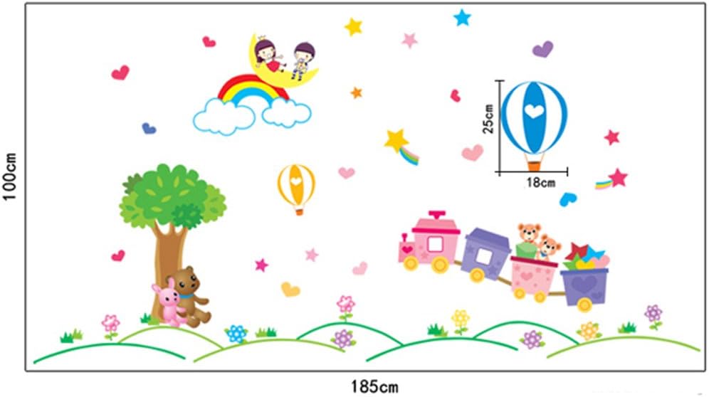 Moon and Stars Animals Balloon Wall Sticker House Decal Removable Living Room Wallpaper  size 60x90 ay9174