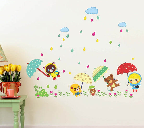 'Cartoon Monsoon in a Kindergarten' Wall StickerAy649