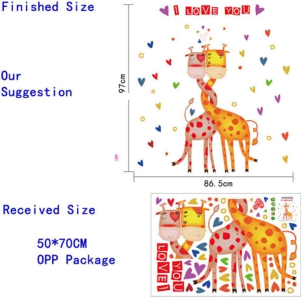 Wall Sticker Cartoon Animal Giraffe Nursery Classroom Decoration Kids Bedroom Decor Removable Cover Posters size 50x70 sk7076