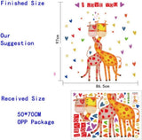 Wall Sticker Cartoon Animal Giraffe Nursery Classroom Decoration Kids Bedroom Decor Removable Cover Posters size 50x70 sk7076