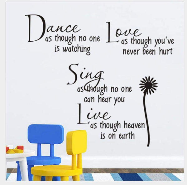 DM35 0028 Wall Stickers Dance Daisy Living Room Proverbs Wall Sticker English Poem 27*70CM