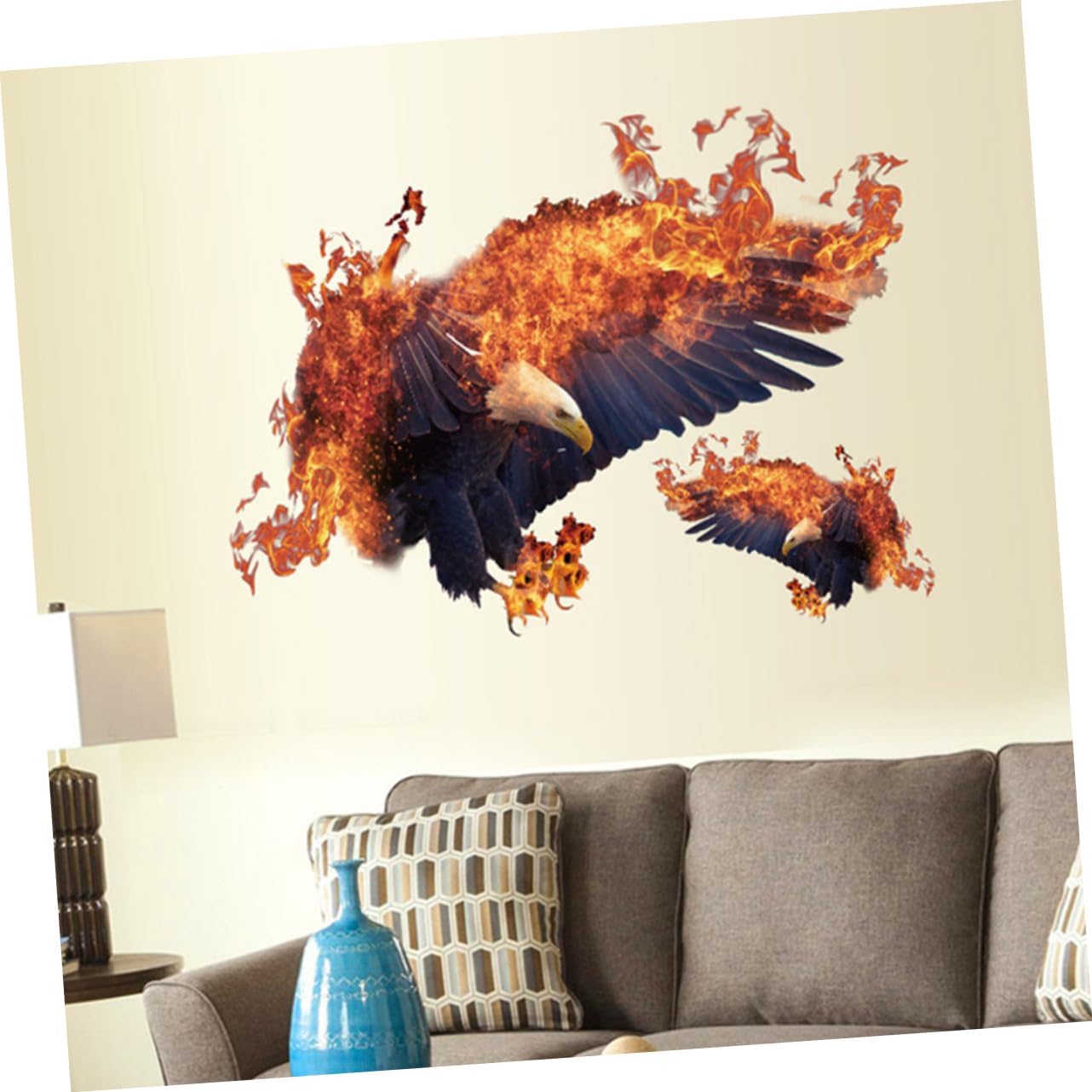 Mikikit Eagle Flame Wall Sticker Removable Mural Decal Eagle Wall Decor for Boys and Girls Bedroom Living Room size 50x70 sk7124