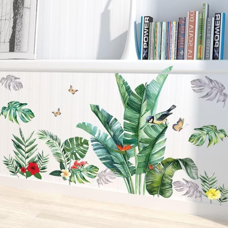 Greenery Leaves Wall Stickers Green Plants Wall Stickers Living Room Bedroom Office Wall Decoration size 60x90 nc023