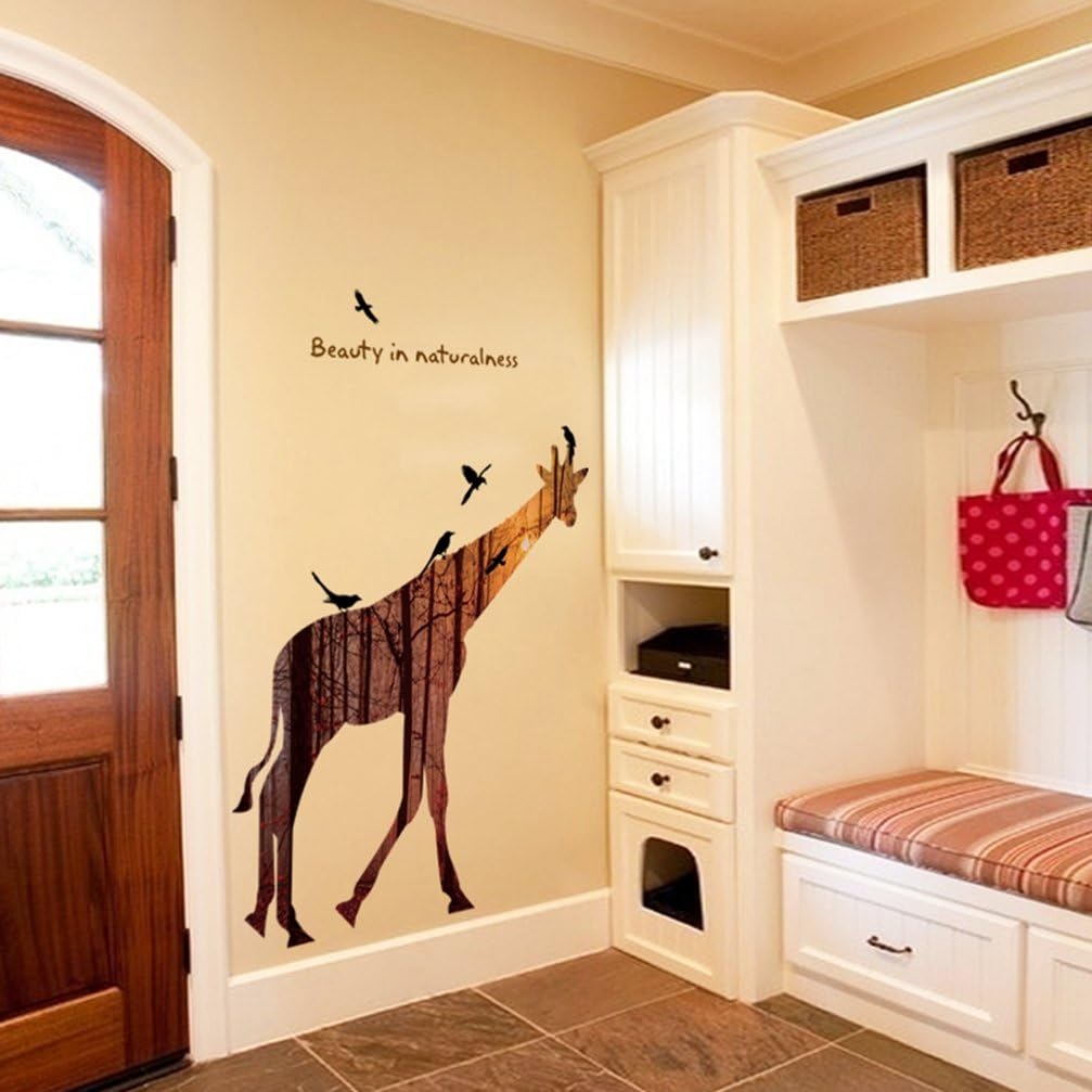 YOSICIL Wall Sticker Giraffe Elk Personality Pretty Cute Decoration Shop Room Simple Room Modern Waterproof (Yoshiki) size 60x90 hm92001ab