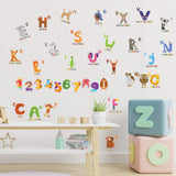 Animal ABC & 123 Adhesive Wall Decals - JesPlay Wall Decor Stickers for Kids & Toddlers Include Alphabet, Letters & Numbers - Removable Wall Decals for Bedroom, Living Room, Nursery, Classroom  30x60cm