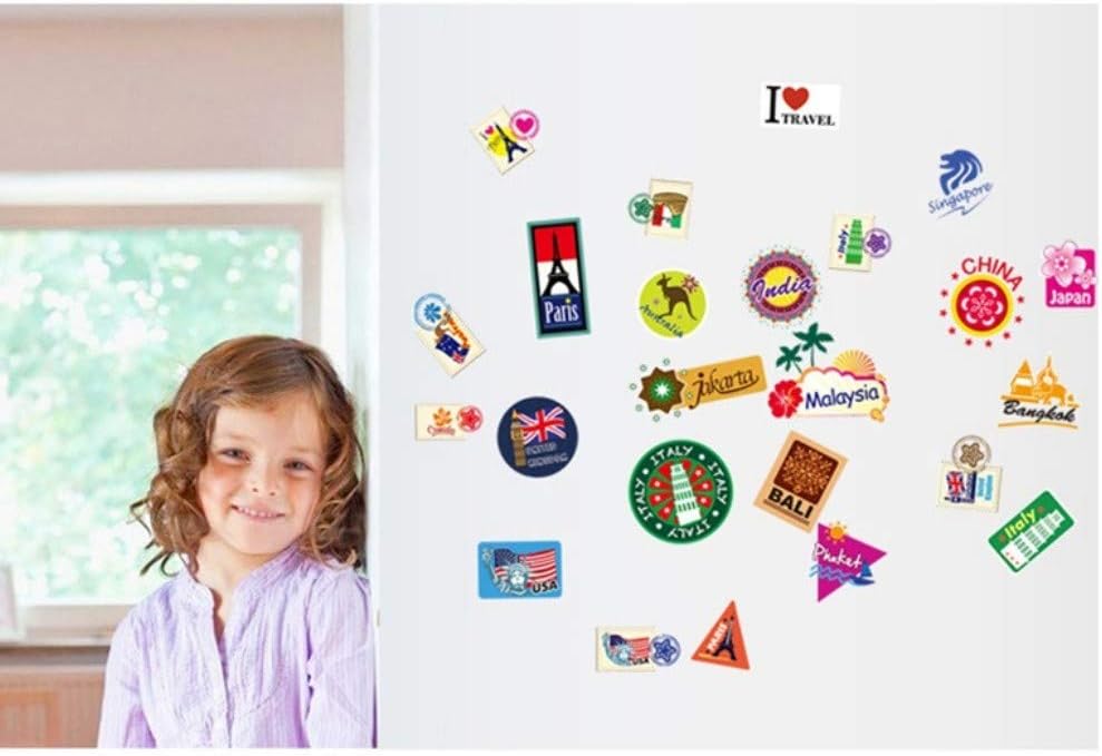 Backpack Suitcase World Travel Country City Decoration Wall Stickers size 50x70 mj7004
