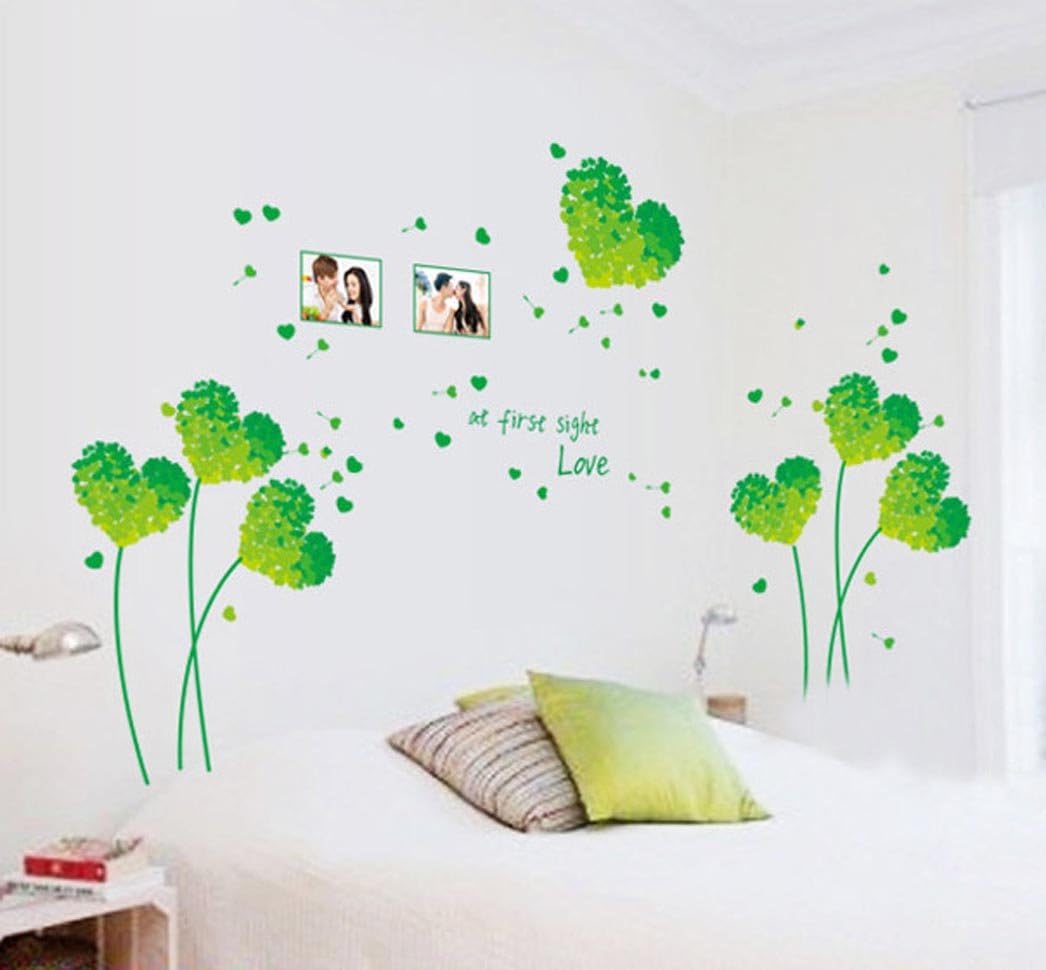 Love Grass Leaf Wall Sticker Green Heart, Photo Frame, Bedroom, Living Room, Wall Decor, Decals size 50x70 ay7176c