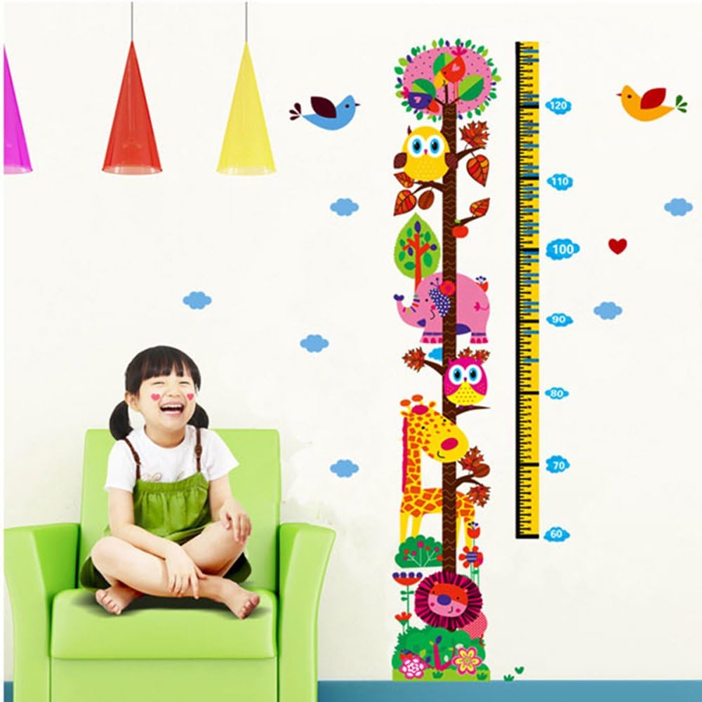 Cartoon Animals Growth Chart Wall Stickers Height Measurement Removable Wall Decals Home Decor size 50x70 xh6335