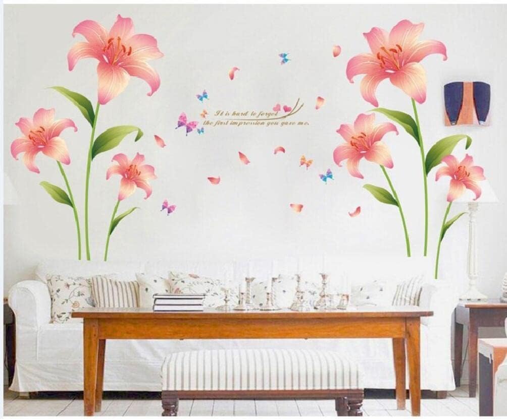 Wall Stickers Lily Pink Red Tulip Floral Flower Home Decor Lobby All Room Decal Removable  size 60x90 ay9274