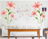 Wall Stickers Lily Pink Red Tulip Floral Flower Home Decor Lobby All Room Decal Removable  size 60x90 ay9274