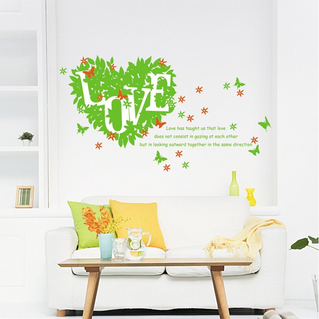 calcomanía decorativo para pared, diseño de corazón con texto en inglés "Love in my heart"