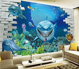 AY9262 Three Dimensional Seaworld Wall Sticker Creative Shark Stickers Removable Room Wall Decoration Sticker