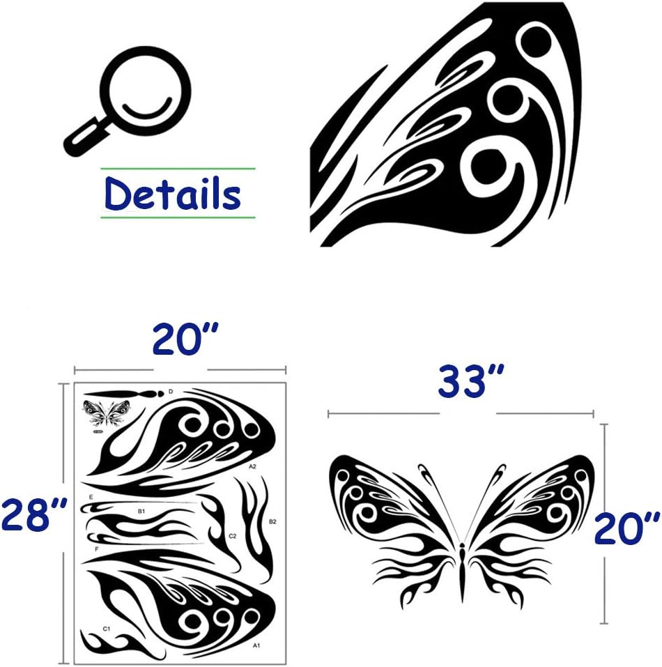 Black Beautiful Aesthetic Butterfly Peel and Stick Removable Vinyl Wall Decals for Window Bedrooms Living Rooms Kids Rooms Nursery size 50x70 xy6032