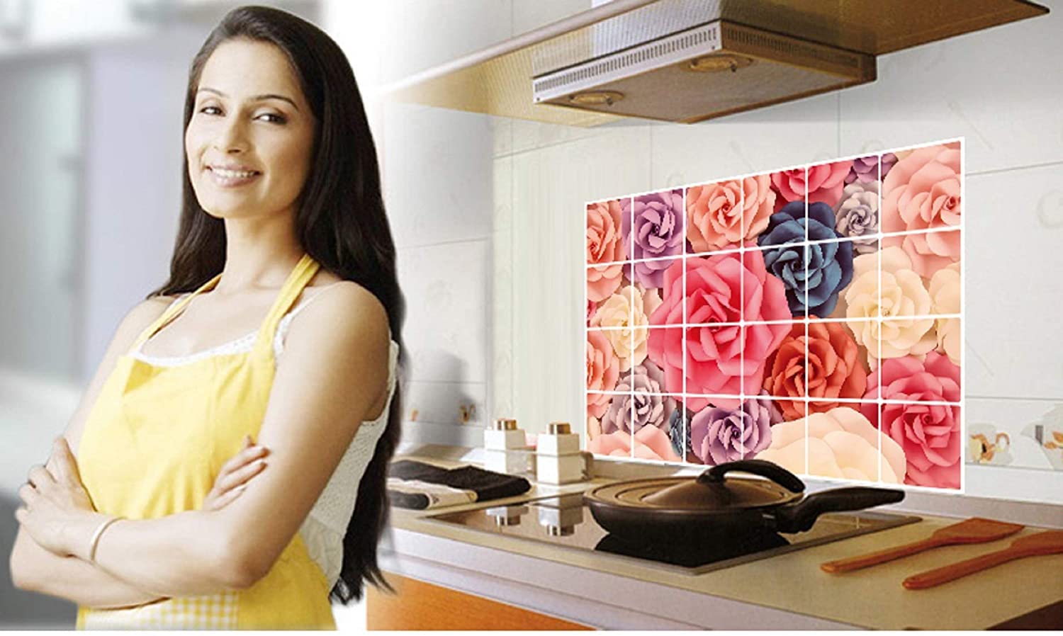 Kitchen Oil Proof Wall Sticker Heat Resistant Waterproof Self Adhesive Backsplash Cover for Kitchen Wall Protection