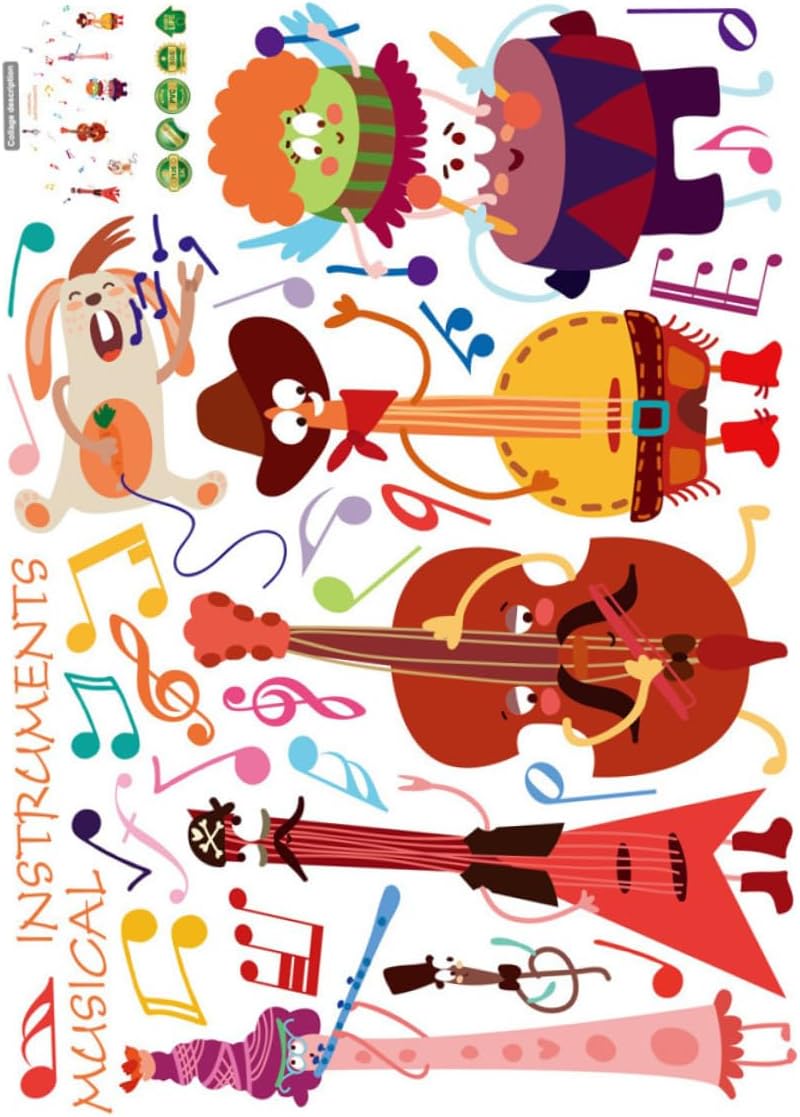2 Unidades Papel De Parede Adesivo De Parede Para Casa Decoração Musical Decalques De Móveis Cartaz De Música Cartazes De Música Adesivos De Música Pegajoso Quarto Infantil size 50x70 sk7120