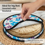 Insulated Large Cotton Roti Cover with Zipper & Handle, Thermal Chapati Storage Bag for Roti, Paratha & Naan