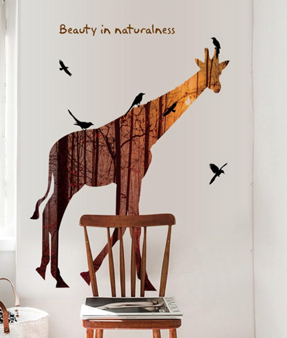 YOSICIL Wall Sticker Giraffe Elk Personality Pretty Cute Decoration Shop Room Simple Room Modern Waterproof (Yoshiki) size 60x90 hm92001ab