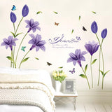 Lovely Lily Flowers and Butterfly Wall Decal DIY Stickers for Home Decor Ay7244