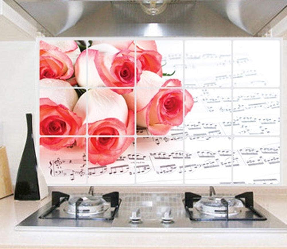 Kitchen Oil Proof Wall Sticker Heat Resistant Waterproof Self Adhesive Backsplash Cover for Kitchen Wall Protection