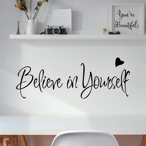 Believe In Yourself Wall Stickers Inspirational Home Decor Creative Inspiring Quote Wall Decal Adesivo De Parede Vinyl Decals