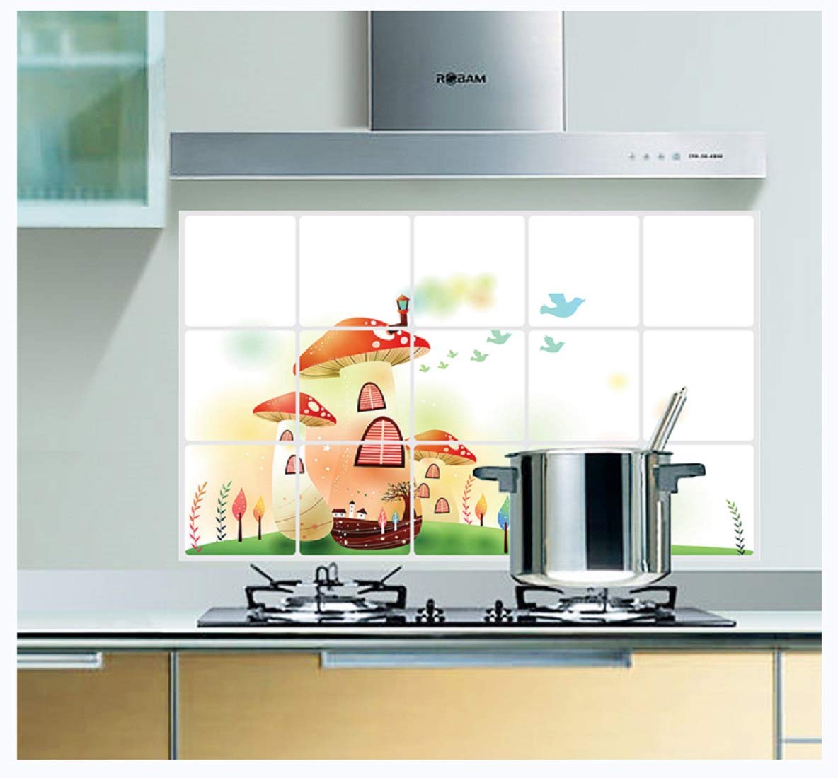 Kitchen Oil Proof Wall Sticker Heat Resistant Waterproof Self Adhesive Backsplash Cover for Kitchen Wall Protection