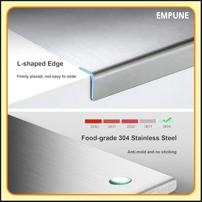 Stainless Steel Cutting Board  Durable, hygienic and easy to clean perfect for all your chopping needs (large size: 40x48cm)