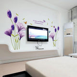 Cute 3D Purple Flowers Wall Sticker Art Mural Decal for Living Room Kitchen Desk Background size 70x50 xls7113
