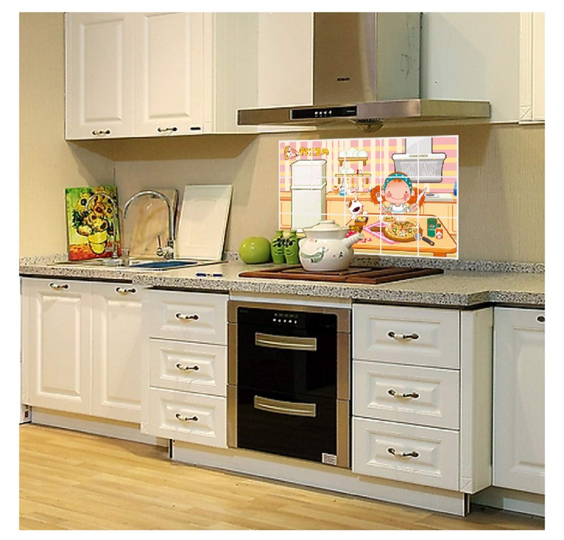 Kitchen Oil Proof Wall Sticker Heat Resistant Waterproof Self Adhesive Backsplash Cover for Kitchen Wall Protection