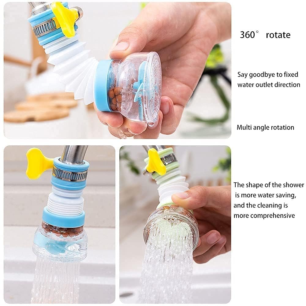 360° Adjustable Kitchen Tap Shower Head, Water Saving Faucet Sprayer Nozzle, High Pressure Sink Filter & Flexible Extension