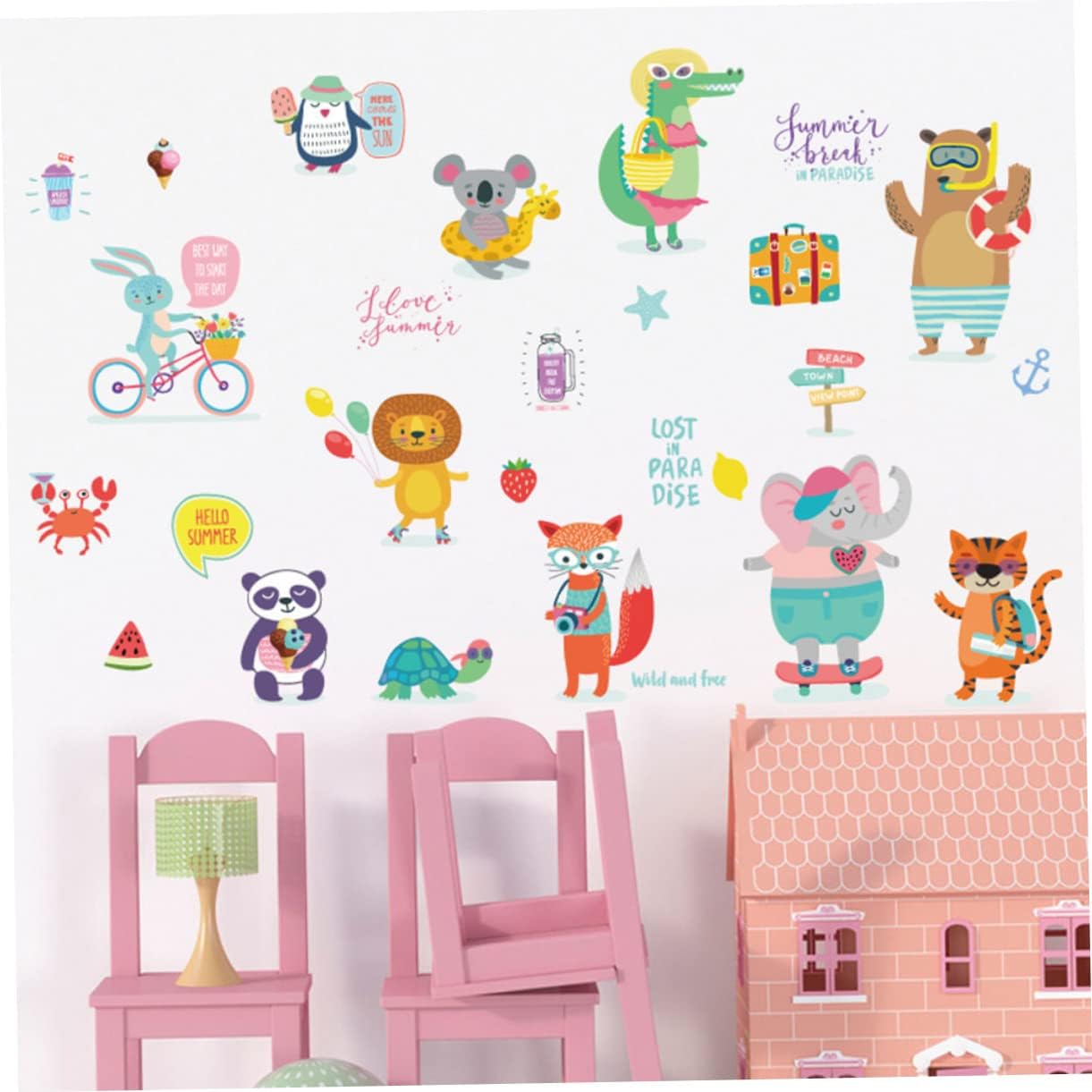 Toyvian Lot De 2 Autocollants Muraux Décoratifs En Pvc Faciles À Installer Et À Retirer Motif Animalier Pour D'enfant size 50x70 sk7151