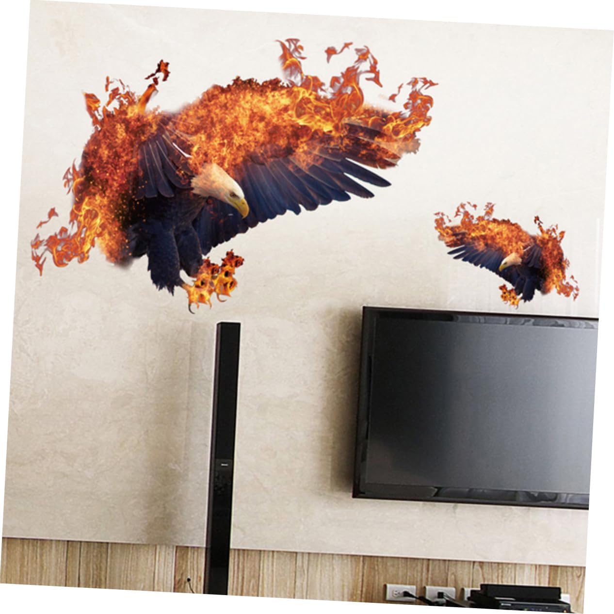 Mikikit Eagle Flame Wall Sticker Removable Mural Decal Eagle Wall Decor for Boys and Girls Bedroom Living Room size 50x70 sk7124