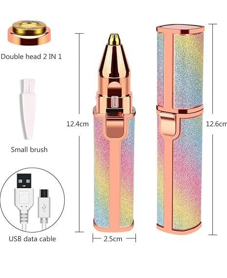 Women's 2-in-1 Travel Epilator Epilator Painless Eyebrow Epilator Electric Shaver Rechargeable Pocket USB With LED Light For Women Free Shipping From Spain
