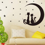 Lovely Cats Moon Stars Wall Decals, Children's Room Nursery Removable Wall Stickers Murals size 50x70 nc1027