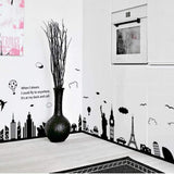 City Scene Eiffel Tower Statue of Liberty Wall Stickers, Living Room, Bedroom, Removable Wall Stickers, Wall Pictures 9214  60x90