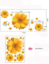 Daisy Flowers Wall Stickers Sunflower Wall Decals Yellow Red Pink Daisy Sunflower Wall Stickers Peel and Stick Removable Stickers for Nursery Kids Room Living Room (Yellow(2pcs)) size 45x60 ay6015c