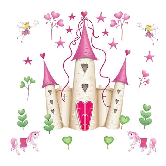 RANDWICK Castle Horse Flower Fairy Pattern Removable Wall Sticker Wallpaper Decor size 60x90  df5083