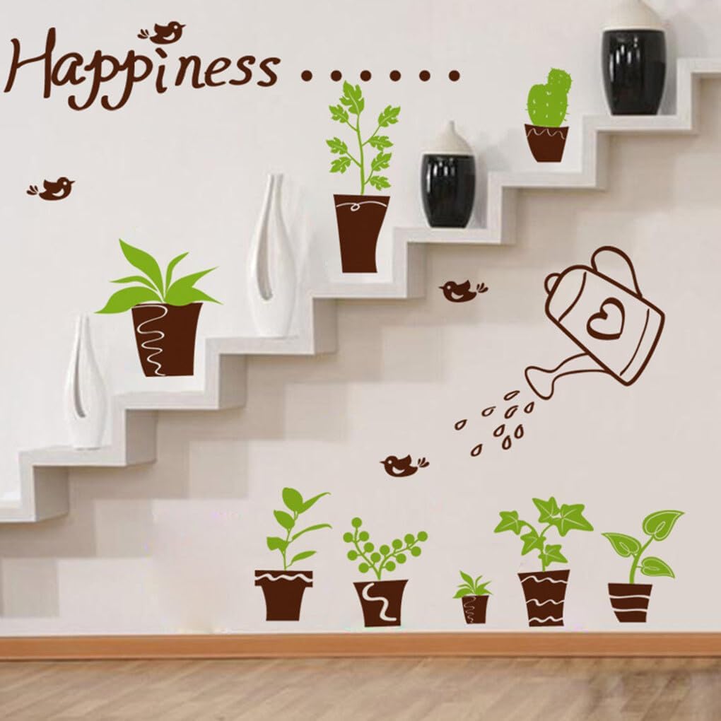 Green Plant Potted DIY Wall Stickers Baseboard Modern Art Murals Door and Window Decoration Decals size 50x70 xh5152c