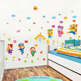 Animal Go to School Wall Stickers Removable Wall Decals Home Decor PVC Art Mural Baby Boys Girls Kids Bedroom Kitchen Decoration Wall Stickers Posters size 50x70 xls7157