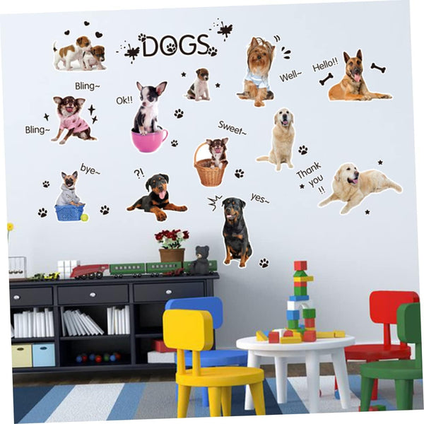 Xh1003c Asakkura Removable Stickers 2pcs Wall Removable Animal Wallpaper Home for Cartoon Paste Sticker Decals Decoration Kids Nursery Living Dog Decor Room Kids Wall Decals
