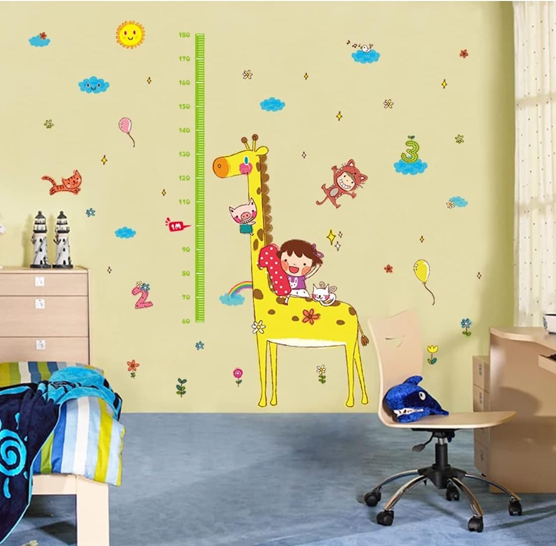 Rjjrr Cartoon Giraffe Height Ruler Wall Sticker Xl8203