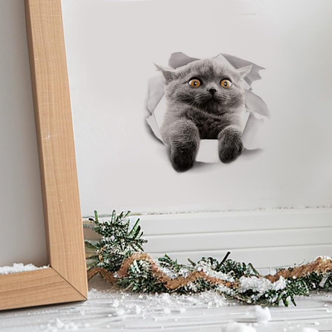 2Pcs 3D Grey Fat Cat Sticker For Car Sticker Kitchen Cabinet Toilet Refrigerator Wall Laptop Decal Funny Car Bumper Sticker 20Cm Car Stickers size 20x20cm xh2007