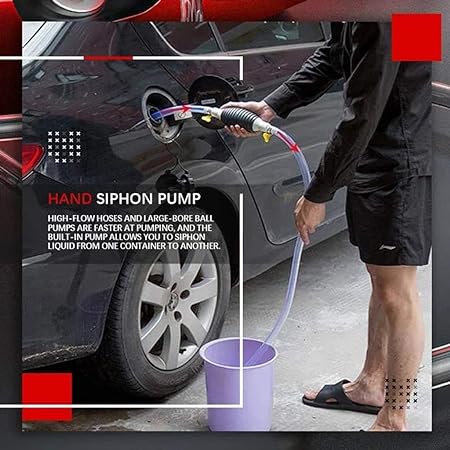 Manual Fuel Transfer Pump Kit for Petrol Diesel Oil Liquid Water Fish Tank - 1.5 mtr