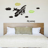 Wall Park Black Retro Aeroplane Removable Wall Stickers Ay6034