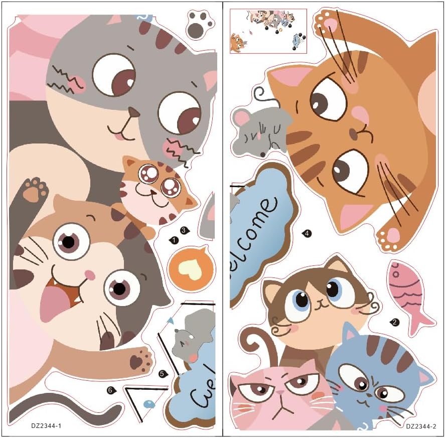 Living room bedroom room door wall decoration self-adhesive creative personality Nordic cute animal wall stickers wall stickers size 60x90  sk9347 kids Sticker