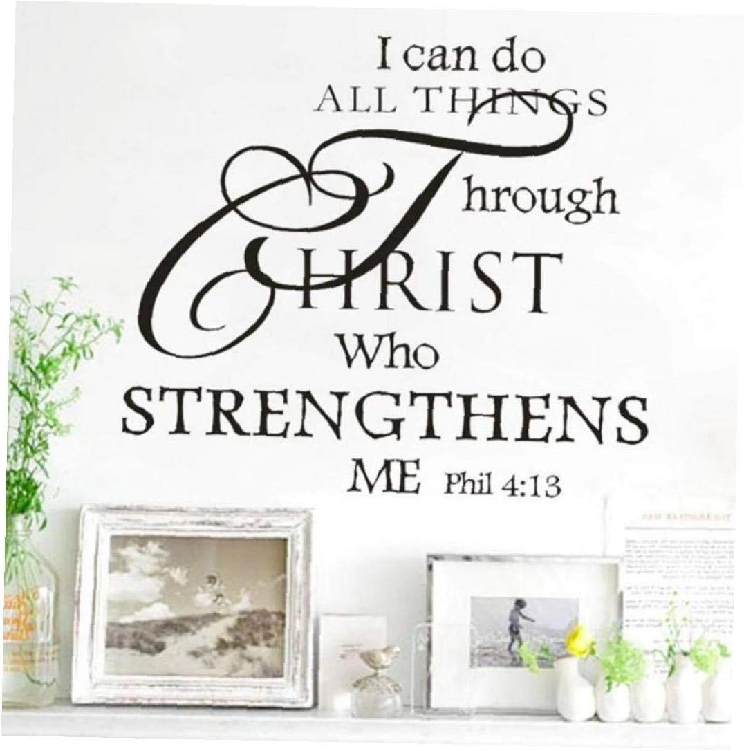 Can Do All Things by Christ Who Strengthens Me Wall Decal Vinyl Quotes Bible Writing Inspirational Words Wall Stickers Religious Home Decor  size 40x50 dz413