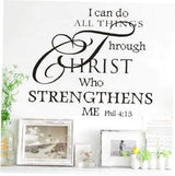 Can Do All Things by Christ Who Strengthens Me Wall Decal Vinyl Quotes Bible Writing Inspirational Words Wall Stickers Religious Home Decor  size 40x50 dz413