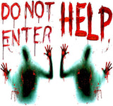 Halloween Horror Bloody Handprint Letter Help glass window sticker Removable Wall Home living room decoration size 50x60 nc1044
