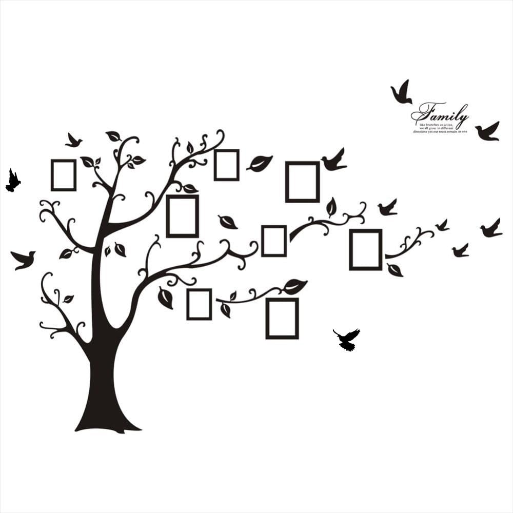 Photo Frame Tree Wall Art Stickers Vinyl Decals Home Decor Sticker Home Decor Removable, black size150x225 zy94ab