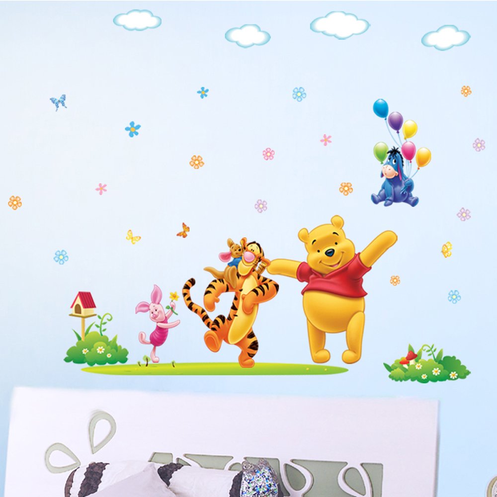 Gadfly- Flying Donkey and Winnie the Pooh Peel & Stick Nursery/baby Wall Sticker  size 60x90 dlx131l