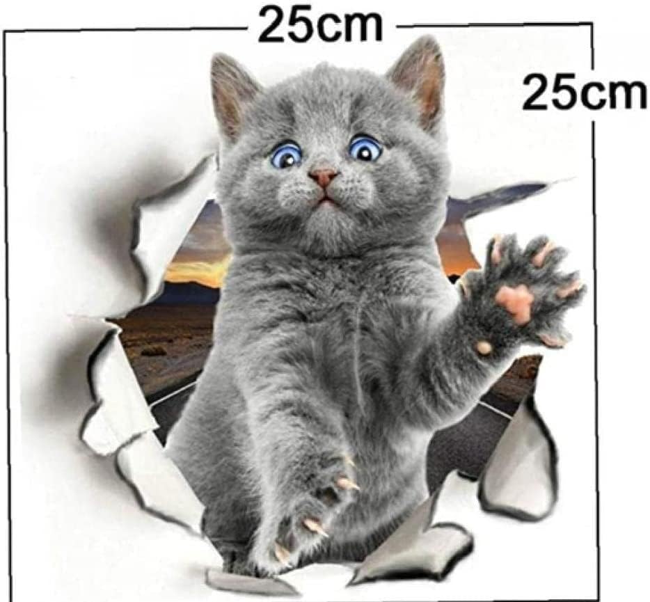 3D Cat Stickers Wall Decals Animal Light For Wall Fridge Toilet Room Bathroom size 20x20cm xp2011